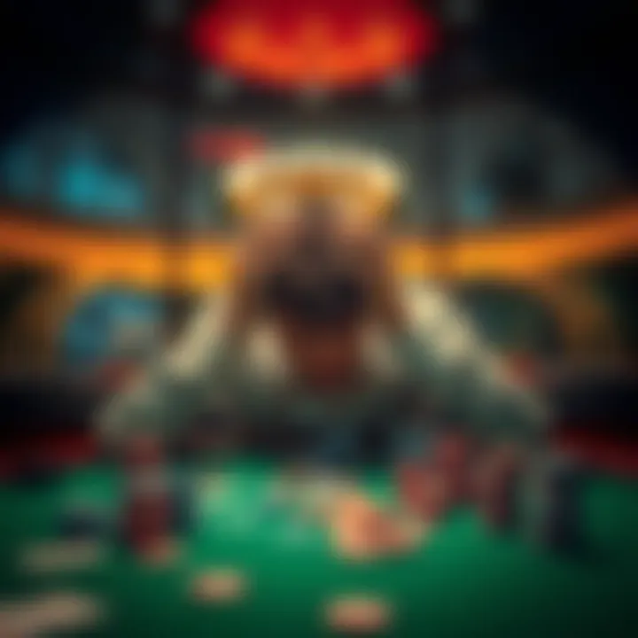 A person sitting at a gambling table with their head in their hands, surrounded by chips and cards, showing signs of stress and regret