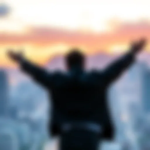 Individual standing confidently with arms raised, symbolizing acceptance and resilience amidst obstacles.