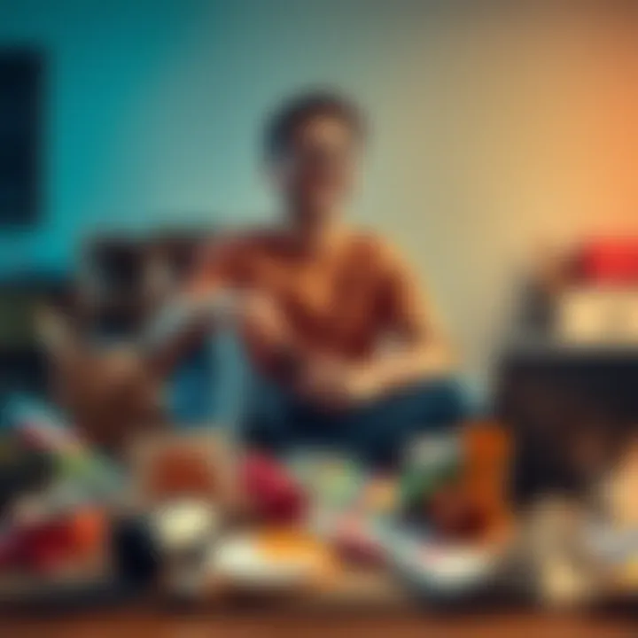 A person sitting with crafts and supplies, looking excited about new hobbies