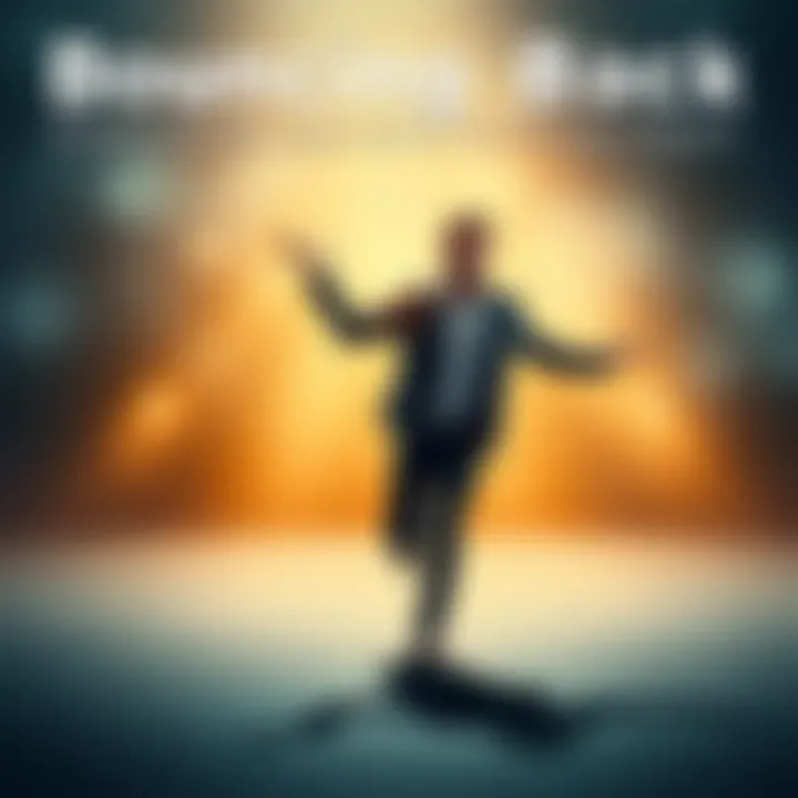An individual stands up confidently after falling, symbolizing resilience and determination to succeed again.