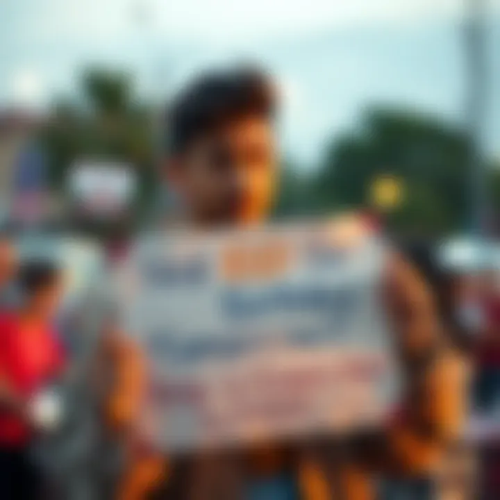 A person looks hopeful while holding a handmade sign that asks for financial help to celebrate their birthday