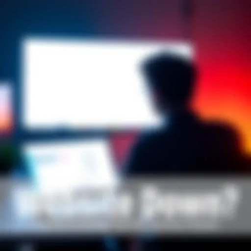 A frustrated person staring at a laptop with a blank screen, symbolizing website access issues