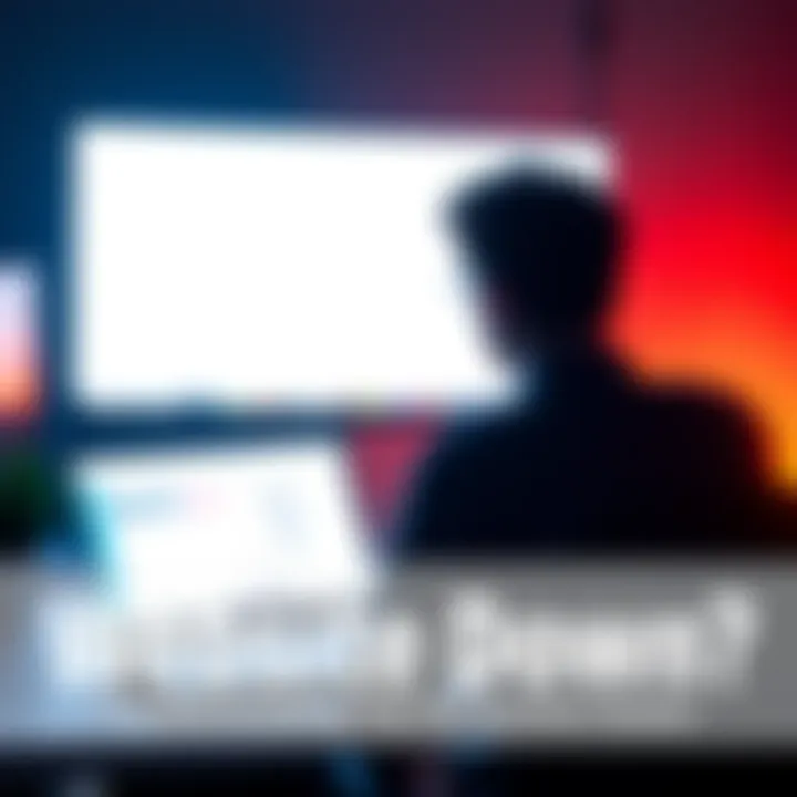 A frustrated person staring at a laptop with a blank screen, symbolizing website access issues