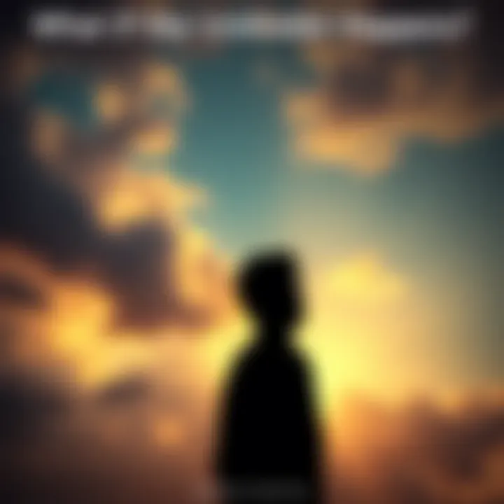 A silhouette of a person gazing at a cloudy sky, pondering the possibilities of unexpected events