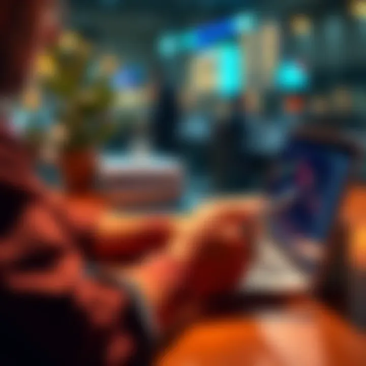 A person analyzing their finances with a calculator and laptop, focusing on CAD transactions and withdrawal limits