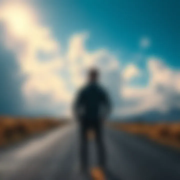 A person standing at a crossroads, looking thoughtful while contemplating two different paths ahead, symbolizing decision-making and uncertainty.