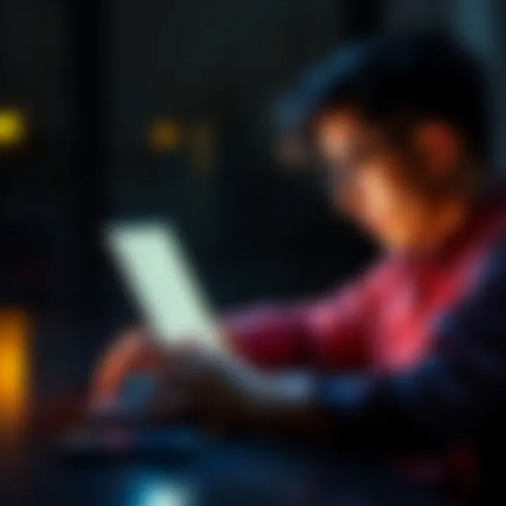 A person looking at a subscription email on their laptop, pondering about potential bonuses after a financial loss.