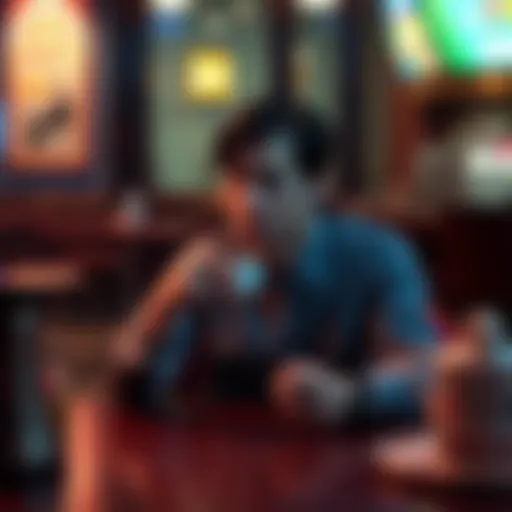 A person sitting at a table, looking thoughtful while holding a coffee cup, symbolizing a moment of reflection after 33 days of staying clean from gambling.