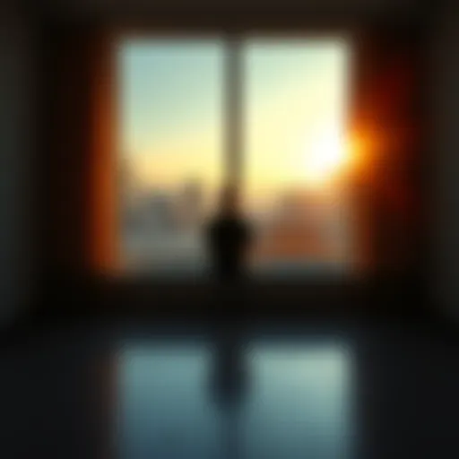 A person sitting alone in a thoughtful pose, looking out a window, symbolizing contemplation and the challenges of recovery from gambling addiction.