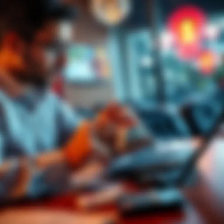 Person reviewing finances Individual sitting at a table with bills and a calculator, focused on organizing finances after gambling losses