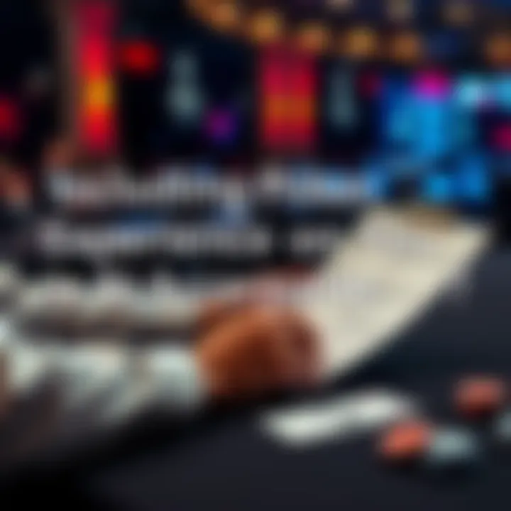 A person sitting at a table looking at a resume with poker chips and cards on the side
