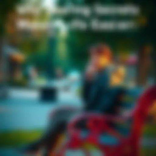 A person sitting on a park bench, looking relieved while talking to a friend about their struggles with gambling.