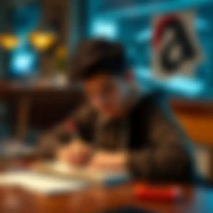A person sitting at a table, looking thoughtful while writing in a notebook, reflecting on emotional struggles after quitting a job.