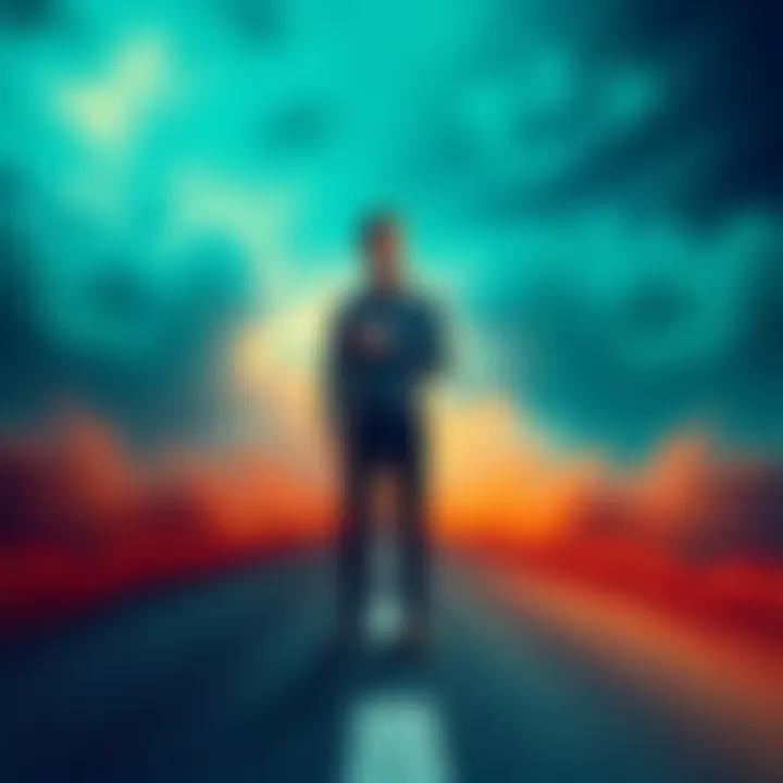 A person standing at a crossroad, contemplating choices with a thoughtful expression.