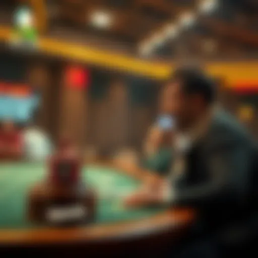 A person placing a $10 bet at a betting table with excitement