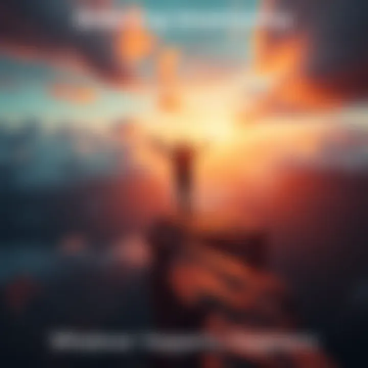 A person with arms wide open standing on a cliff, feeling the wind, symbolizing acceptance of uncertainty