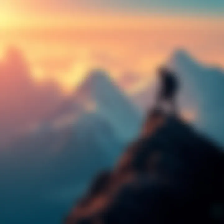 Person climbing a mountain A determined person climbing a steep mountain, symbolizing the journey towards achieving a significant goal