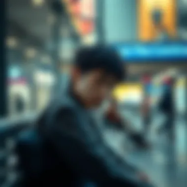 A person sitting on a bench with tears in their eyes, reflecting deep emotions in a public space