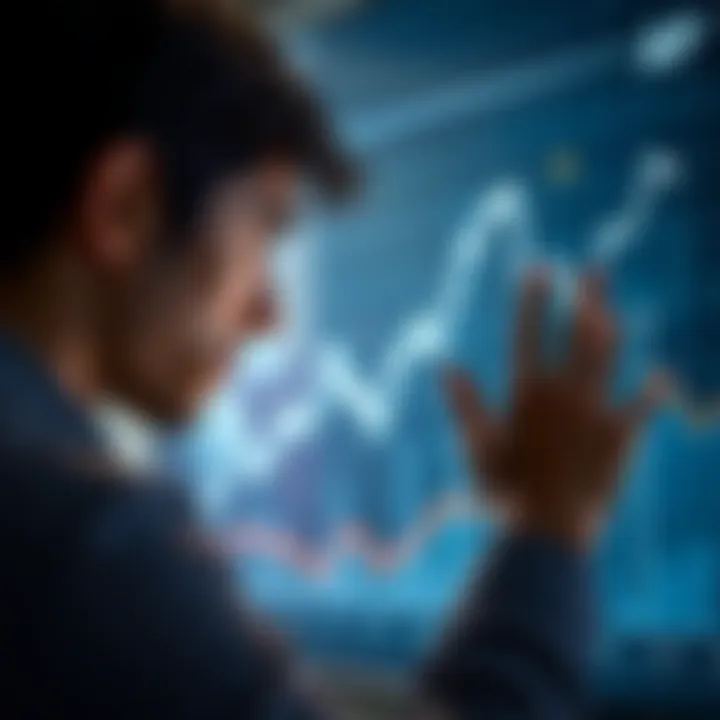 Individual expressing disappointment while observing a downward trend on a chart, symbolizing recent dip in luck after prior success.