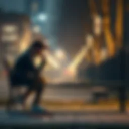 A person sitting alone on a park bench, looking distressed and deep in thought, symbolizing emotional struggles in everyday life.