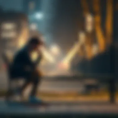 A person sitting alone on a park bench, looking distressed and deep in thought, symbolizing emotional struggles in everyday life.
