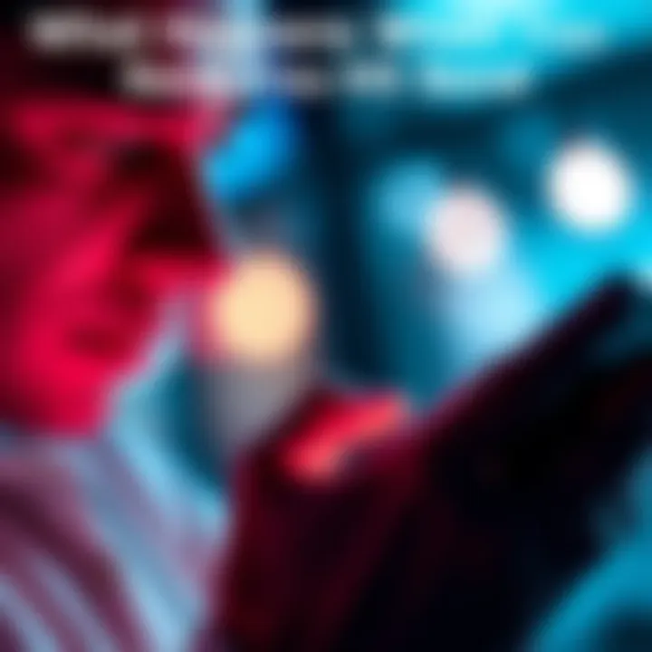 Close-up of a person sending a message on a mobile phone, showing an expression of anticipation