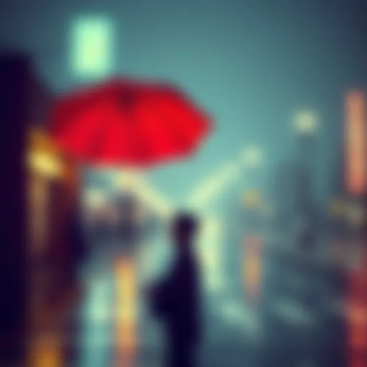A person stands under an umbrella looking thoughtful, symbolizing caution in decision-making.