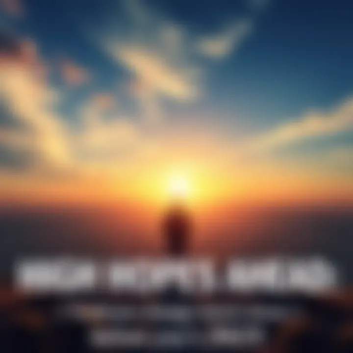 A person standing on a hilltop, gazing at a bright sunrise, symbolizing hope and new beginnings.