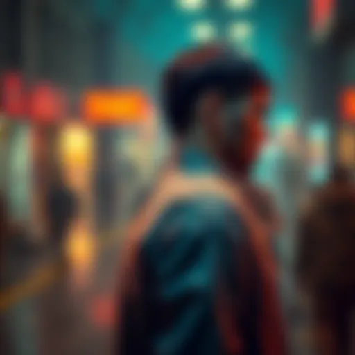 Person looking over their shoulder A concerned individual checking their surroundings for potential followers, showcasing a sense of alertness and vigilance.