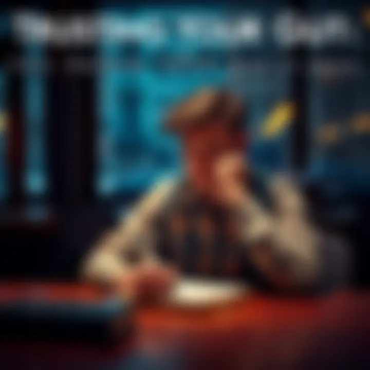 Person looking thoughtful A person with a pensive expression, sitting at a table with a notebook, symbolizing decision-making and trusting gut feelings.