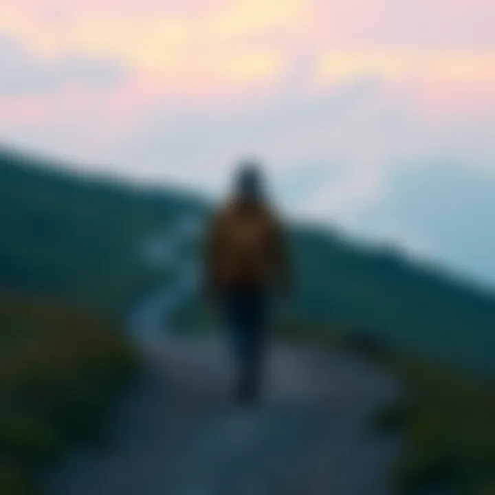A person walking on a path with a backpack, symbolizing pursuit of dreams