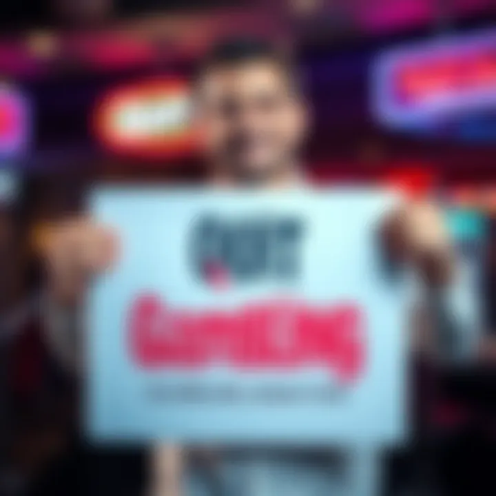 A person confidently holding a 'quit gambling' sign, symbolizing their commitment to change and personal growth.