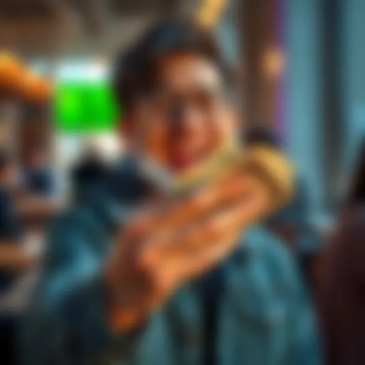 Person receiving cash A happy individual holding cash with excitement, symbolizing free money opportunities in 2025