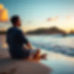 Individual sitting on a beach in Australia, looking thoughtful while gazing at the ocean waves, symbolizing reflection on life decisions.