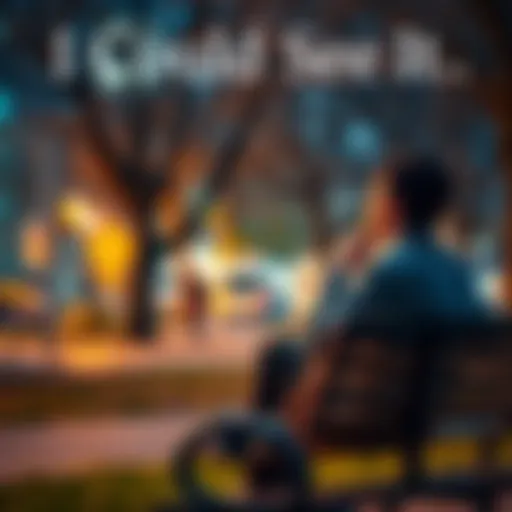 A person sitting on a park bench, looking thoughtfully at their surroundings, symbolizing reflection on daily experiences.