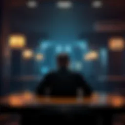 A person sits alone at a table, looking thoughtful and emotional, symbolizing the struggle and journey of overcoming gambling addiction and finding their true self.