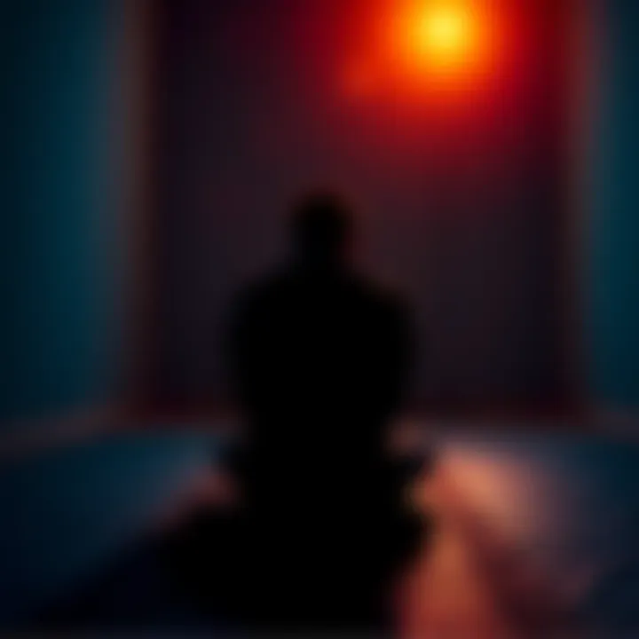 Person Reflecting on Their Struggles A person sitting alone in a dimly lit room, looking contemplative and distressed, symbolizing the emotional impact of relapse after recovery.