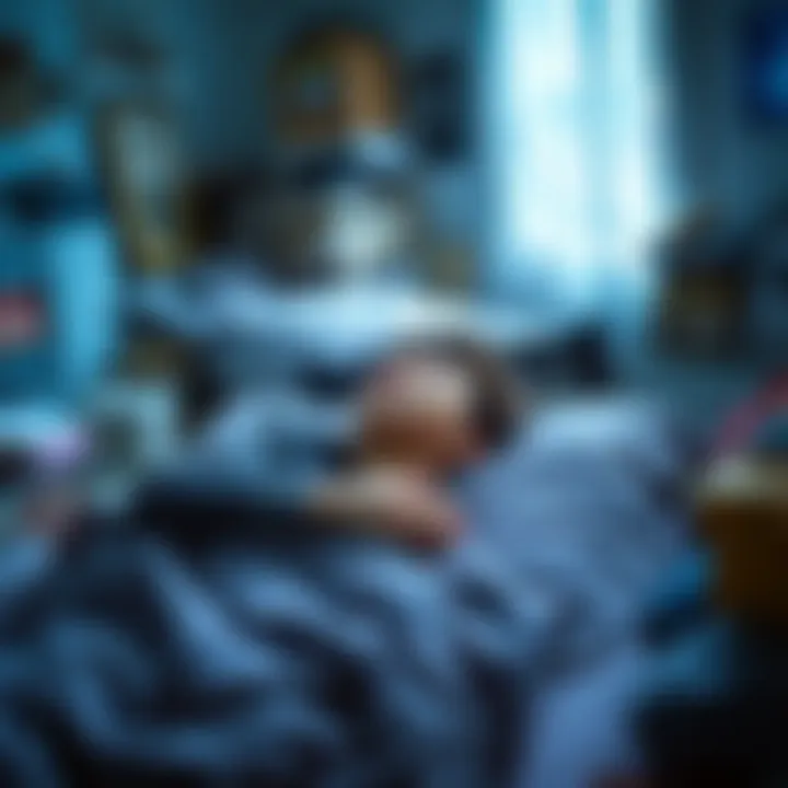 Person relaxing in a quiet space A person lying on a bed with eyes closed, looking peaceful amidst a cluttered room, symbolizing the desire for a break from chaos.