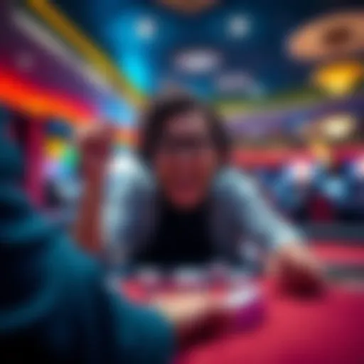 A person excitedly rolling dice at Warhorse Casino in Lincoln, Nebraska, celebrating a win