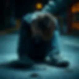 A person looks distressed, sitting on the ground with their head down, symbolizing the struggle with addiction and the desire to break free.