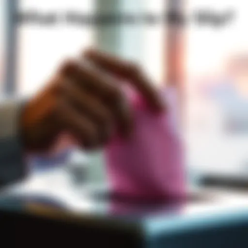 Close-up of a person placing a slip into a submission box, symbolizing the process of slip handling