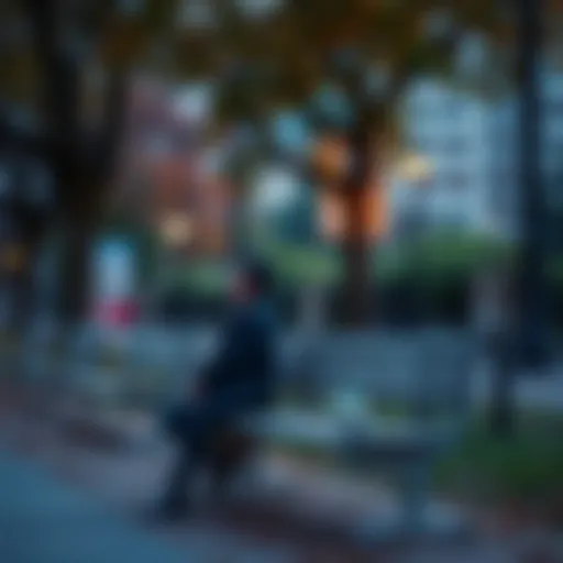 A person sits alone on a park bench, looking pensive and contemplative, reflecting on their feelings of failure.