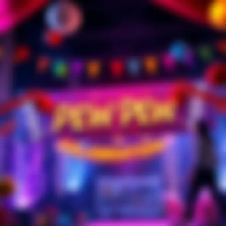 Colorful banner celebrating the return of the Pew Pew Pew event with festive decorations and playful graphics.