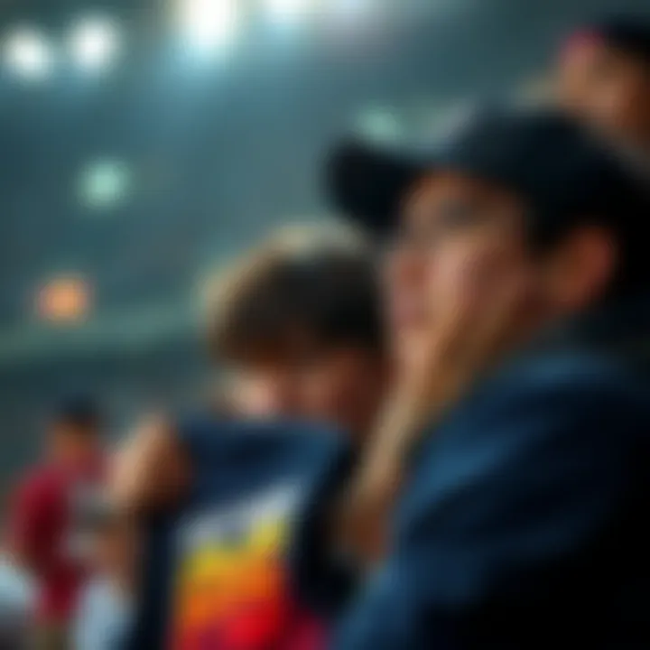 A sad fan holding a PG merchandise, looking disappointed after the recent loss.