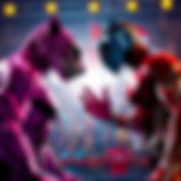Pink Panther stands ready to fight, facing off against Danny Silva in an energetic showdown, with fans cheering in the background.