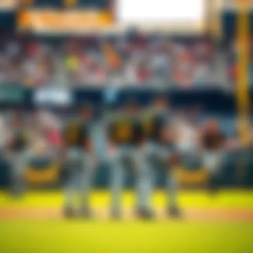 Pittsburgh Pirates players in their uniforms on the baseball field after a disappointing game.