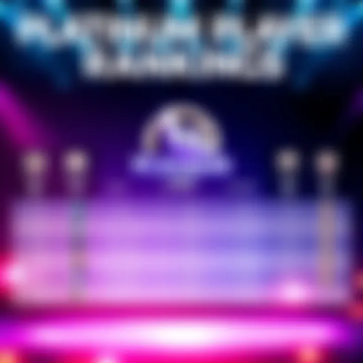 A vibrant graphic showing a leaderboard with players ranked Platinum 4 and above, highlighting the Top Monthly title, along with icons representing achievements.