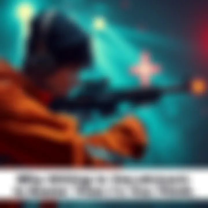 A gamer focused on aiming in Valorant with a weapon in hand, showcasing concentration and skill during gameplay.