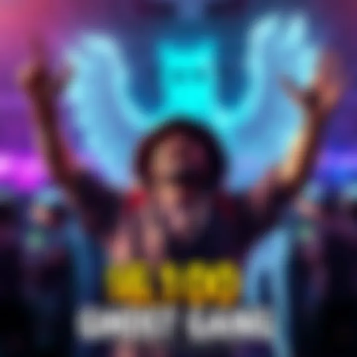 Player celebrating big win in Ghost Gang A joyful player with arms raised in celebration after winning $6,100 while playing Ghost Gang with full screen wilds