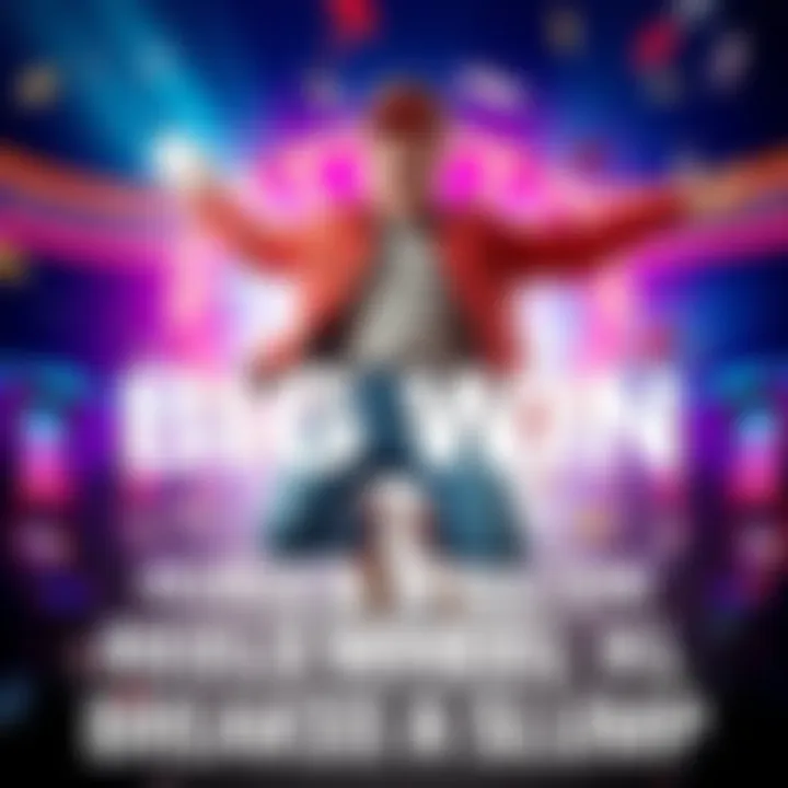 A happy player jumping with joy after winning on Reels and Wheels XL, holding a ticket and smiling